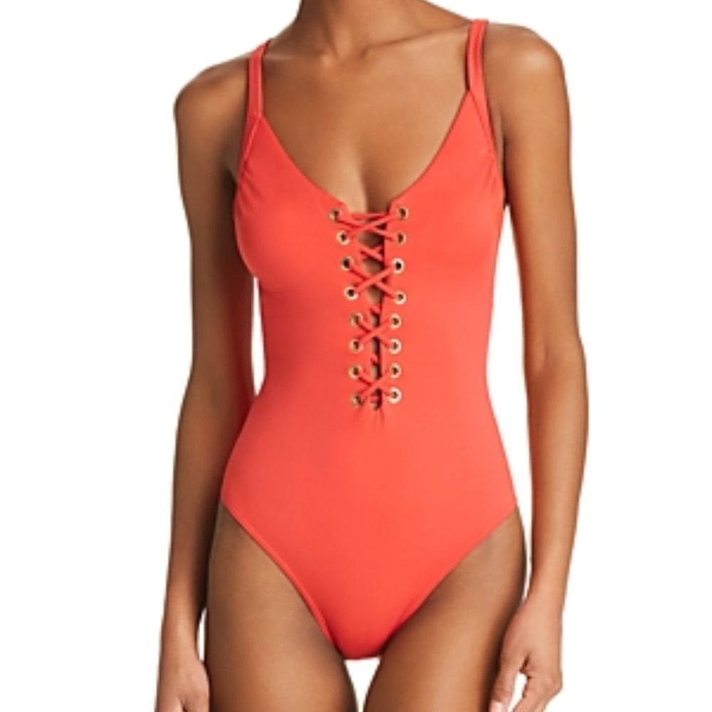 Heidi Klum Swim Majestic One Piece Swimsuit NWT Coral Dust